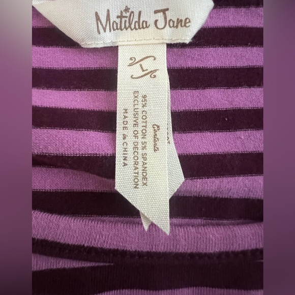 MATILDA JANE Round Of Applause Purple Striped Long Sleeve Tunic T-Shirt  Large - Picture 7 of 7